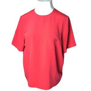 Fashion Attitudes Vintage High Neck Blouse Shirt ~ Sz 10 ~ Red ~ Short Sleeve